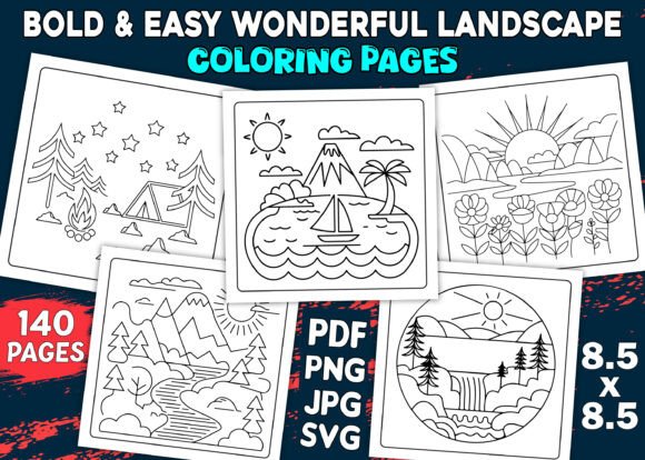 A Designer's Review of Wonderful Landscape Coloring Book Graphics