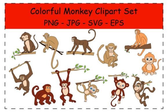 A Designer's Take on the Colorful Monkey Graphics for Crafts