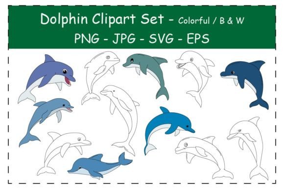 A Versatile Dolphin Clipart Set for Graphics and Crafts