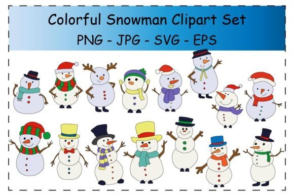 Colorful Snowman Clipart for Crafts & Digital Graphics