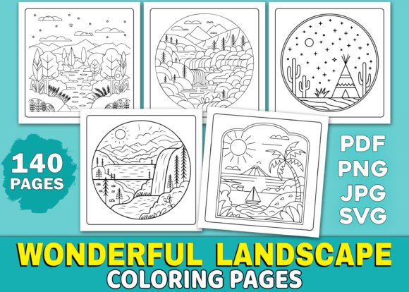 Evaluating 140 Wonderful Landscape Graphics for Commercial Coloring Pages