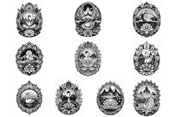 Swan Mandala Graphics for Elegant Coloring Pages