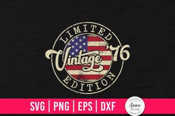 Vintage 1976 Birthday Graphics for Print Templates