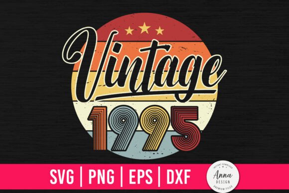 Vintage 1995 Birthday Graphics for Print Templates